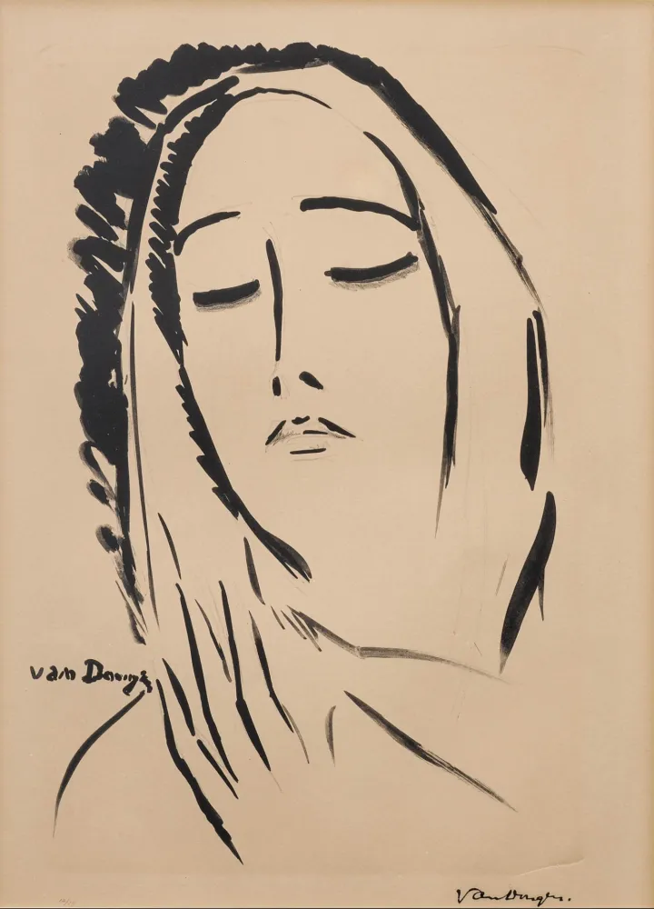 リトグラフ Van Dongen - L'écharpe. 1925.