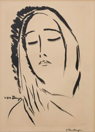 リトグラフ Van Dongen - L'écharpe. 1925.