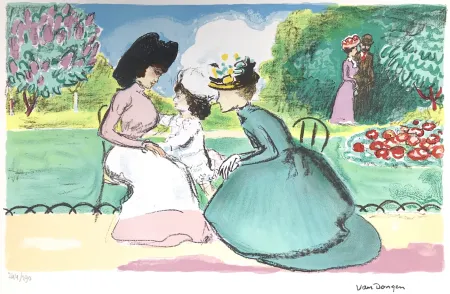 リトグラフ Van Dongen - Meeting in the Parc