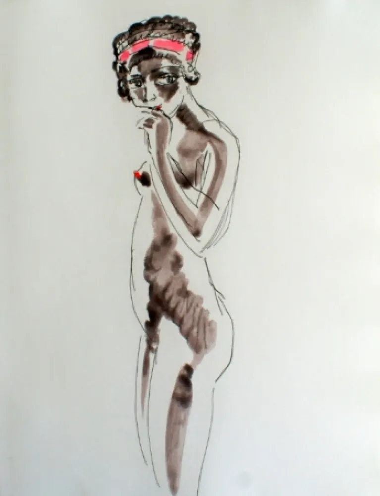 エッチング Van Dongen - Odalisque Africaine standing