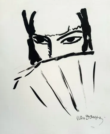リトグラフ Van Dongen - Woman with a Fan