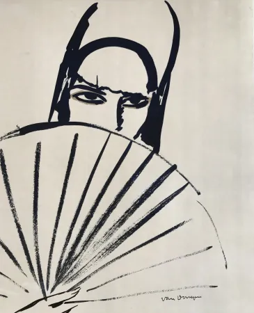 リトグラフ Van Dongen - Woman with fan