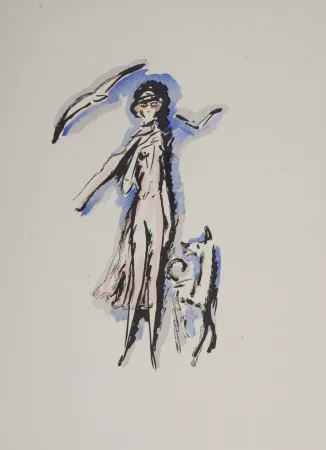 ステンシル Van Dongen - Woman with her dog, 1925