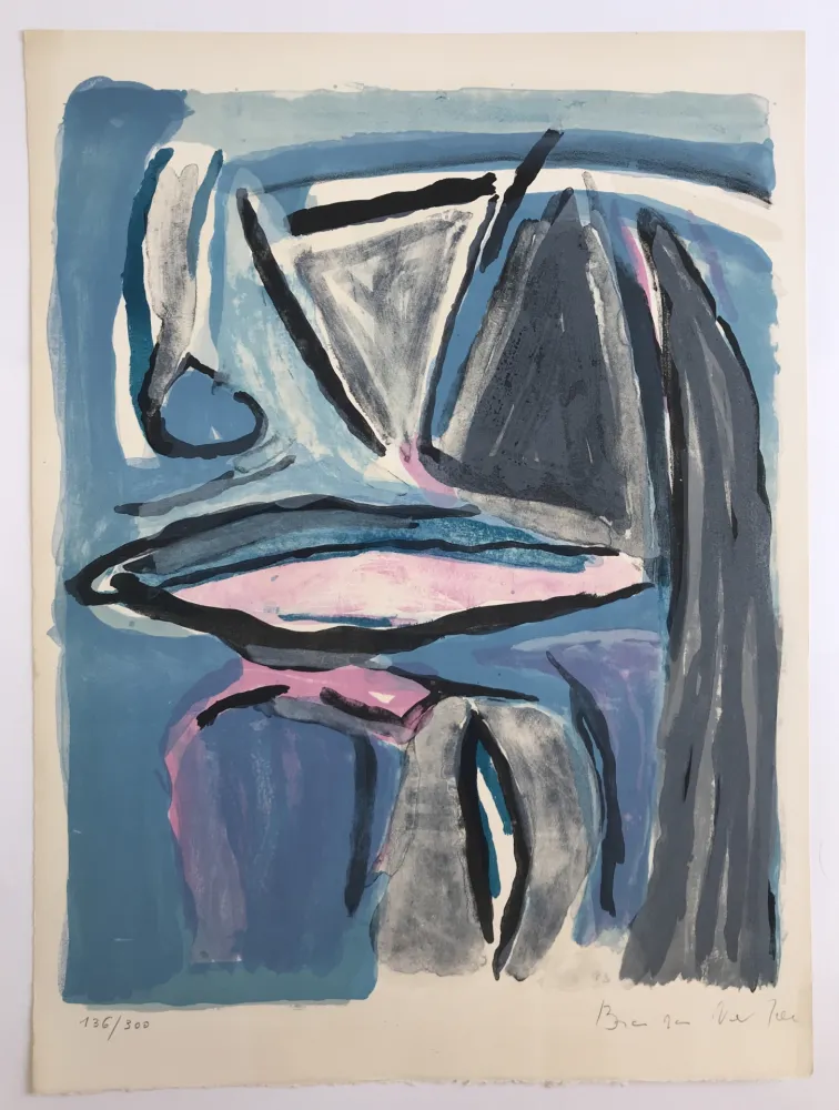 リトグラフ Van Velde - Ailleurs bleu