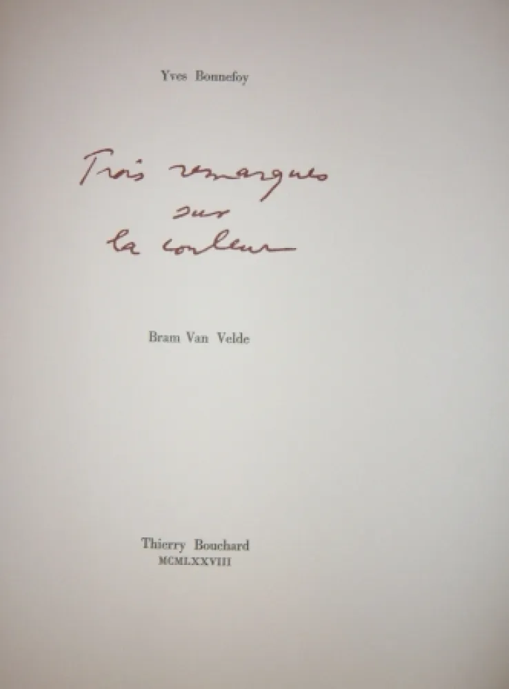 挿絵入り本 Van Velde - Cinq remarques sur la couleur