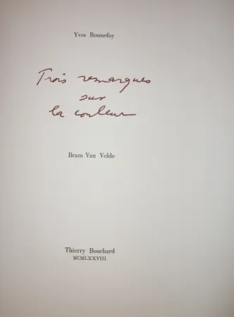 挿絵入り本 Van Velde - Cinq remarques sur la couleur