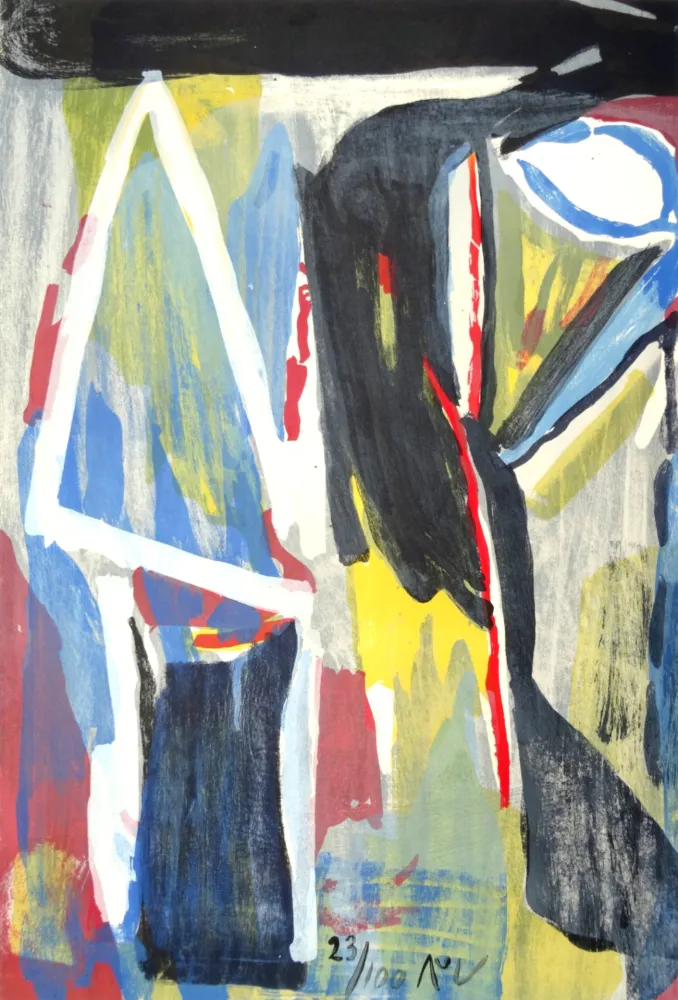 リトグラフ Van Velde - Composition 9 couleurs