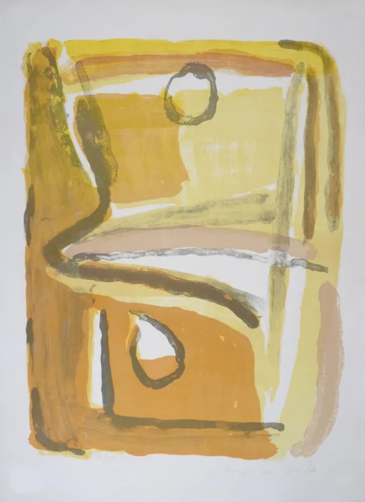 リトグラフ Van Velde - Parcours Jaune, 1967 - Hand-signed