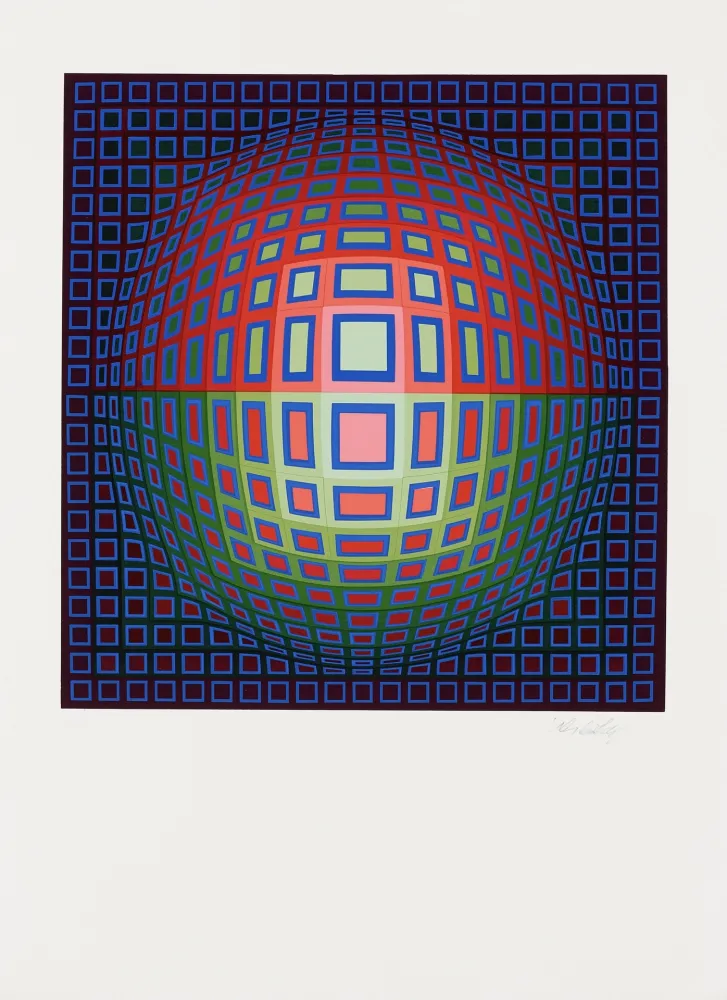 多数の Vasarely - Blue Composition, c