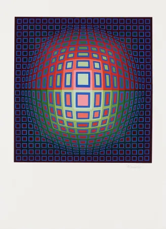 多数の Vasarely - Blue Composition, c