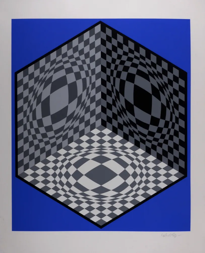 シルクスクリーン Vasarely - Composition cinétique, circa 1982 - Hand-signed