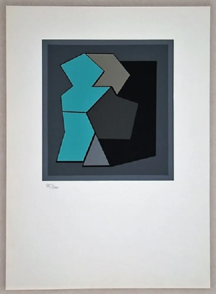 シルクスクリーン Vasarely - Composition - Geh durch den Spiegel