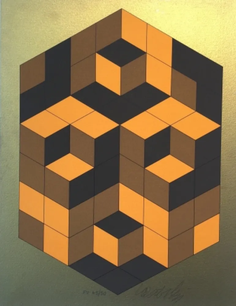 シルクスクリーン Vasarely - Composition Gold