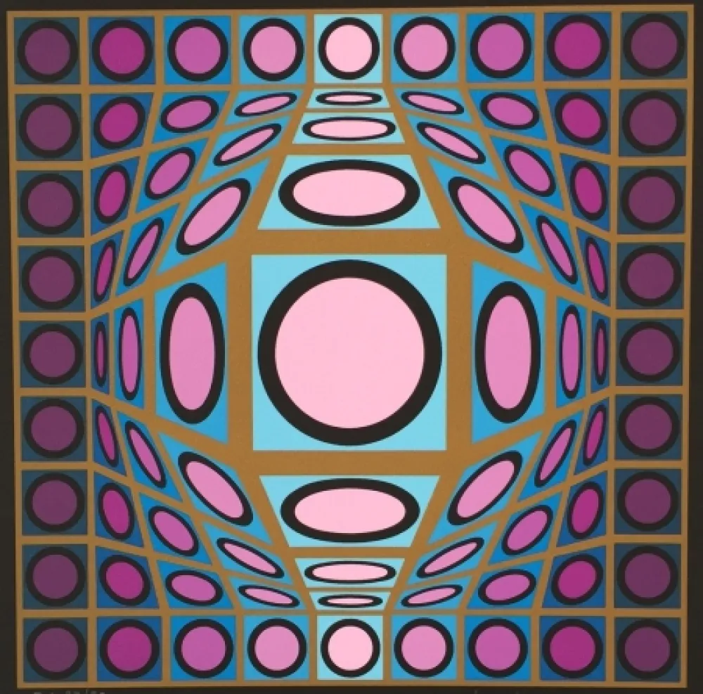 シルクスクリーン Vasarely - Composition Microcosmos IV