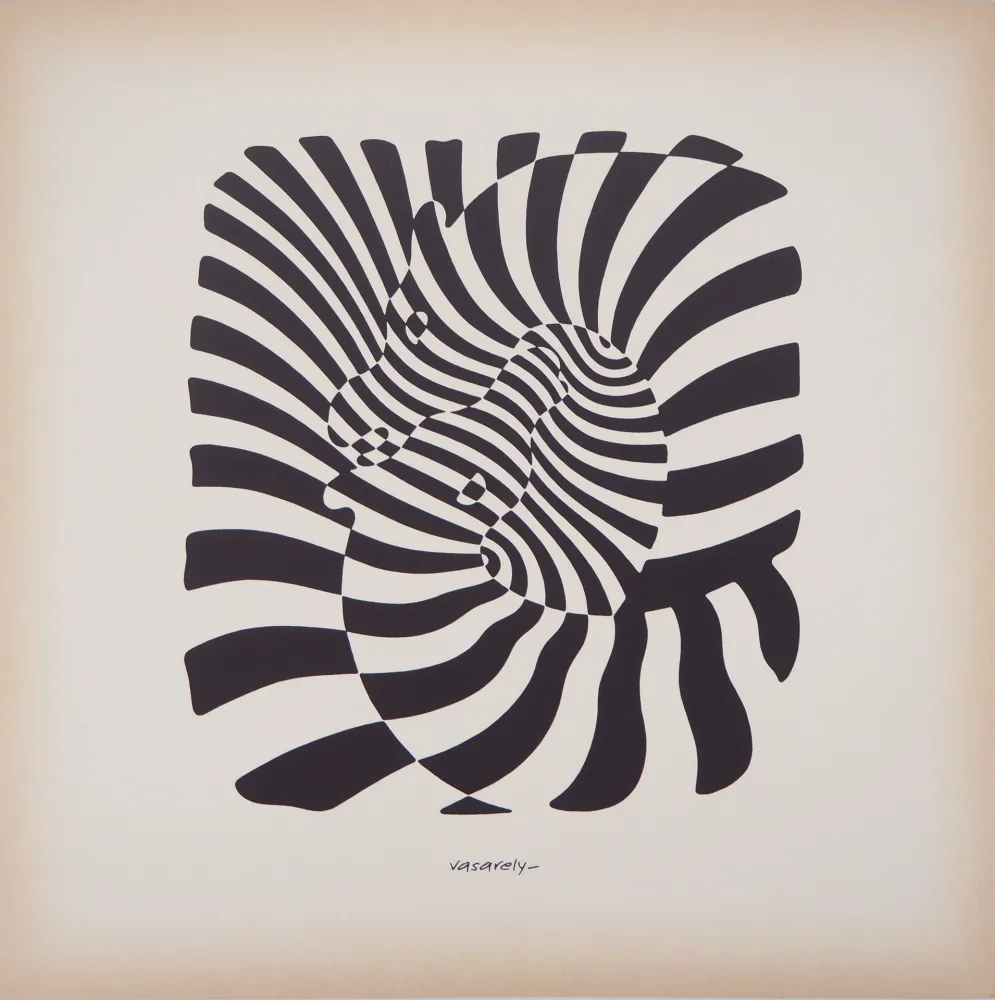 シルクスクリーン Vasarely - Couple de zèbres