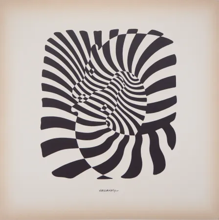 シルクスクリーン Vasarely - Couple de zèbres