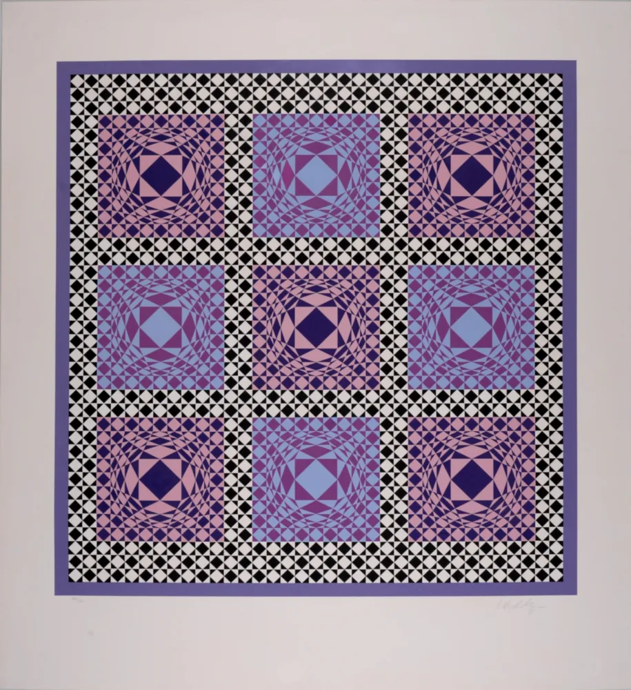 シルクスクリーン Vasarely - Jatek, 1986 - Large original silkscreen - Hand-signed & numbered!