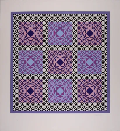 シルクスクリーン Vasarely - Jatek, 1986 - Large original silkscreen - Hand-signed & numbered!