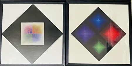 シルクスクリーン Vasarely - Lot Sérigraphies encadrés