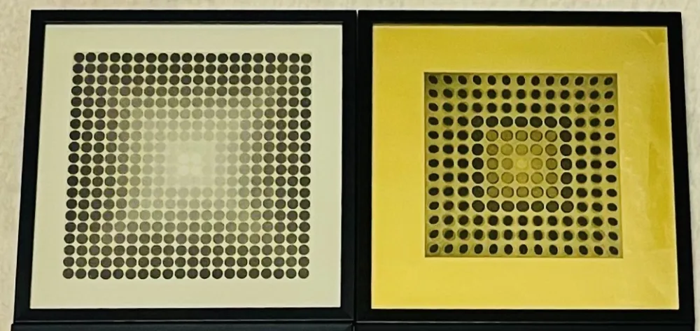 シルクスクリーン Vasarely - Lot Sérigraphies encadrés
