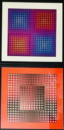 シルクスクリーン Vasarely - Lot Sérigraphies encadrés