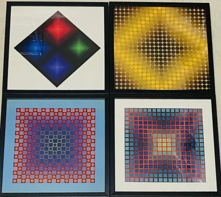 シルクスクリーン Vasarely - Lot Sérigraphies encadrés