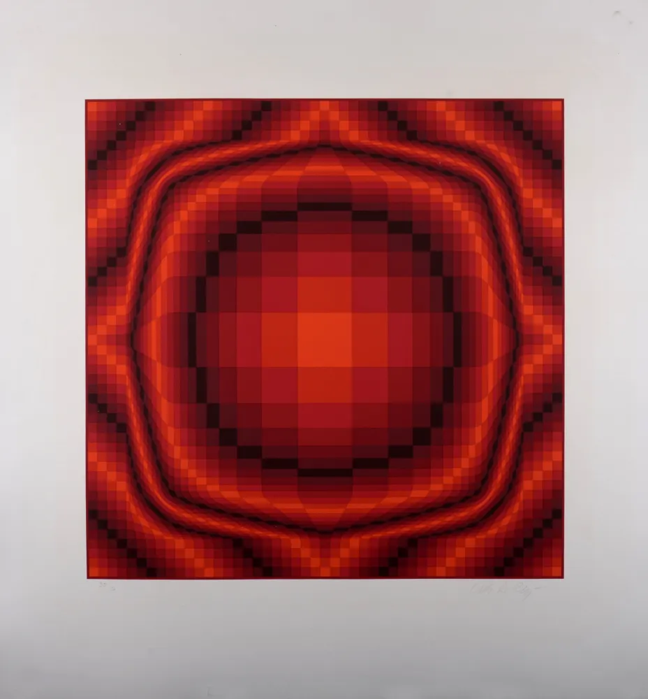 シルクスクリーン Vasarely - Mantra Rouge, c.1977 - Hand-signed & numbered!