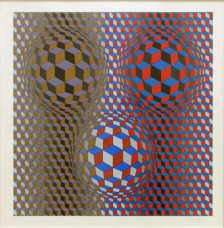 シルクスクリーン Vasarely - Nebulus II