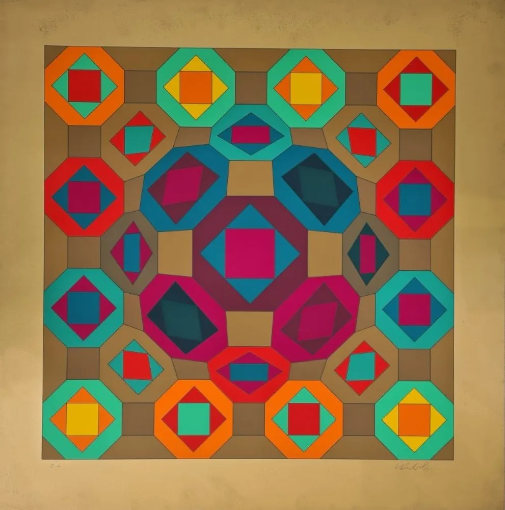 シルクスクリーン Vasarely - Okta-Or 