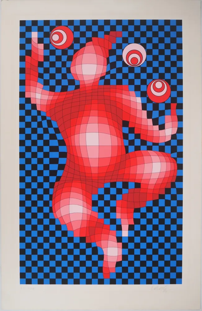 シルクスクリーン Vasarely - Personnage cinétique
