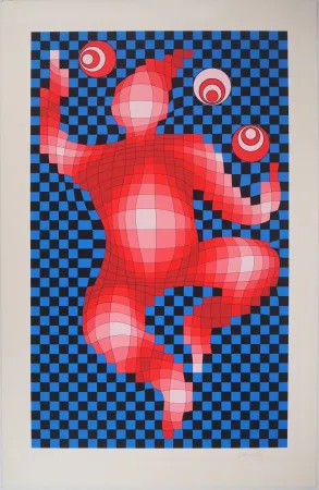 シルクスクリーン Vasarely - Personnage cinétique