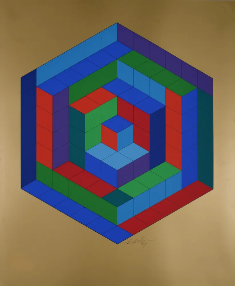 シルクスクリーン Vasarely - Sin-Hat-A, c. 1974 - Hand-signed!