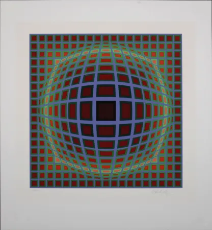 シルクスクリーン Vasarely - Titan B, 1985 - Hand-signed!