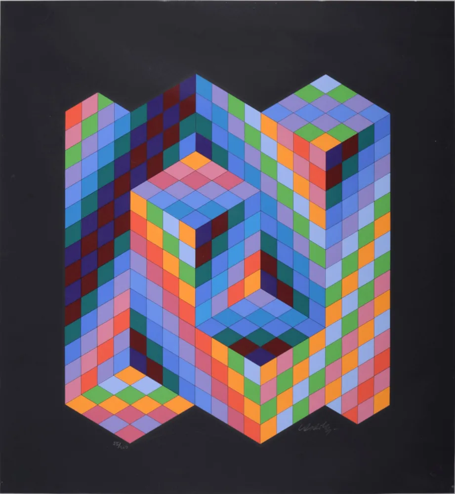 シルクスクリーン Vasarely - Vaar, 1988 - Hand-signed!
