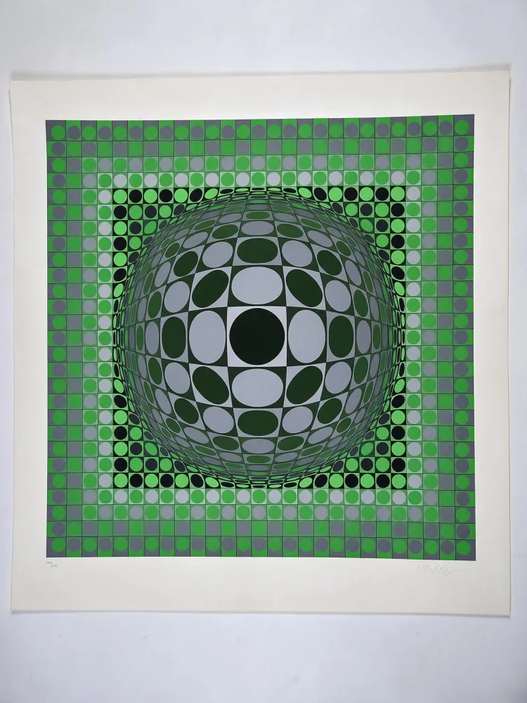 シルクスクリーン Vasarely - Vega Green