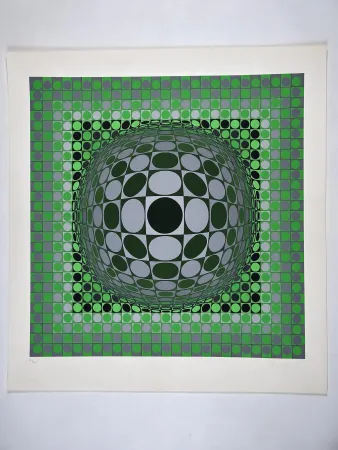 シルクスクリーン Vasarely - Vega Green