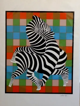 シルクスクリーン Vasarely - Zebres