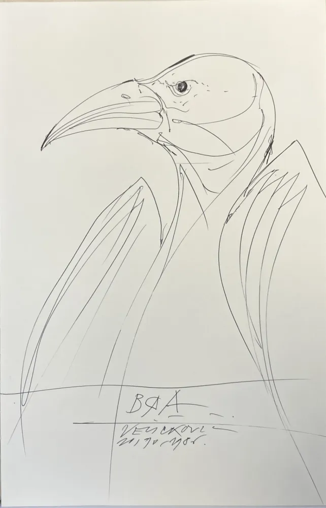 技術的なありません Velickovic - Dessin au stylo bille, 1986. 