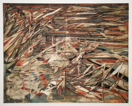 輪転グラビア印刷 Vieira Da Silva - La bataille des couteaux - 1948