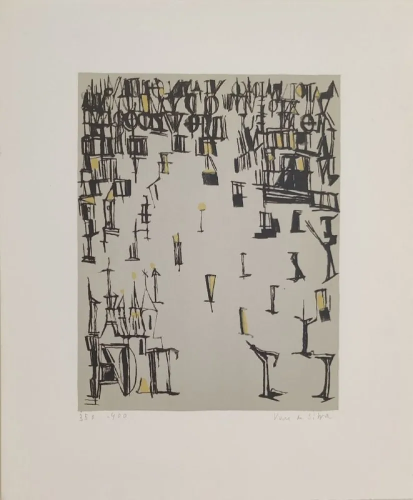 リトグラフ Vieira Da Silva - Les piétons de Noël 