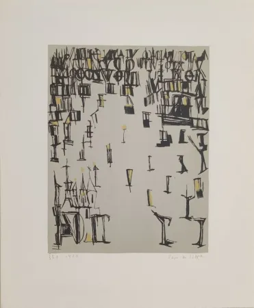 リトグラフ Vieira Da Silva - Les piétons de Noël 