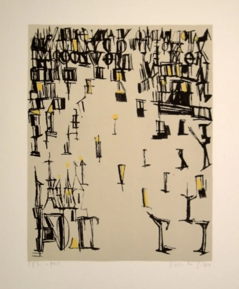 リトグラフ Vieira Da Silva - Les piétons de noël