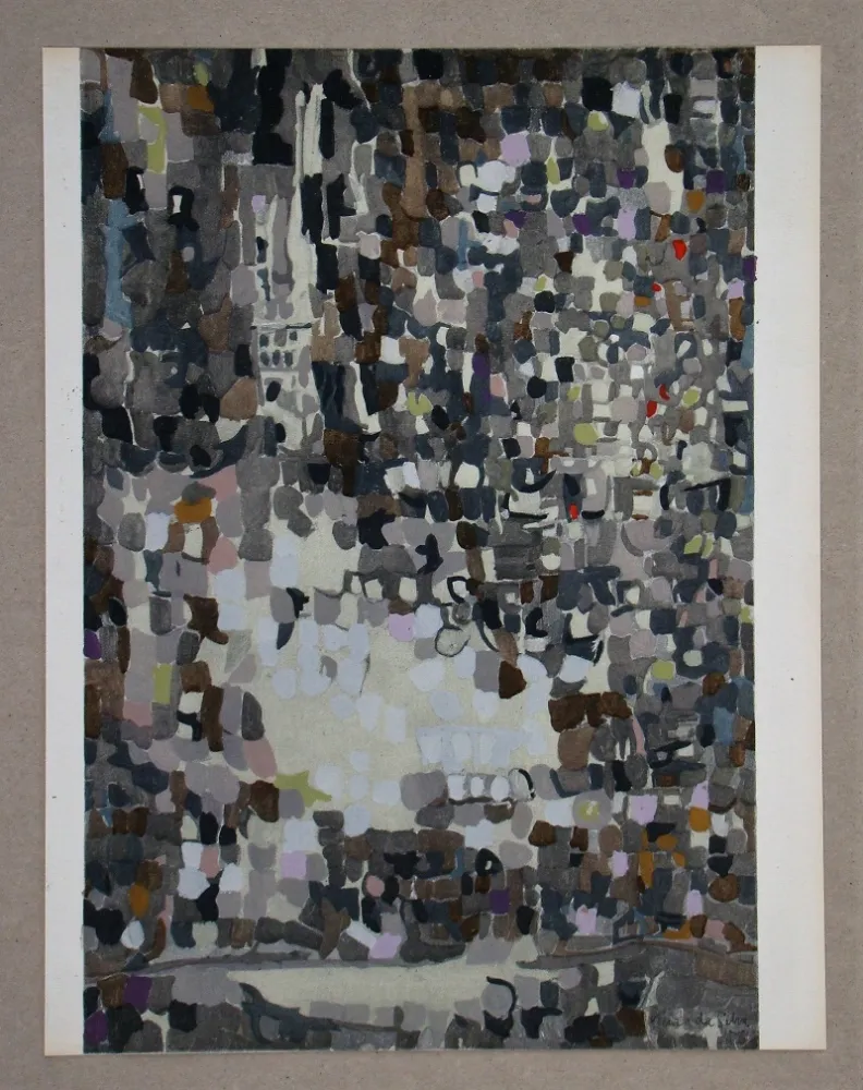 ステンシル Vieira Da Silva - Peinture, 1956