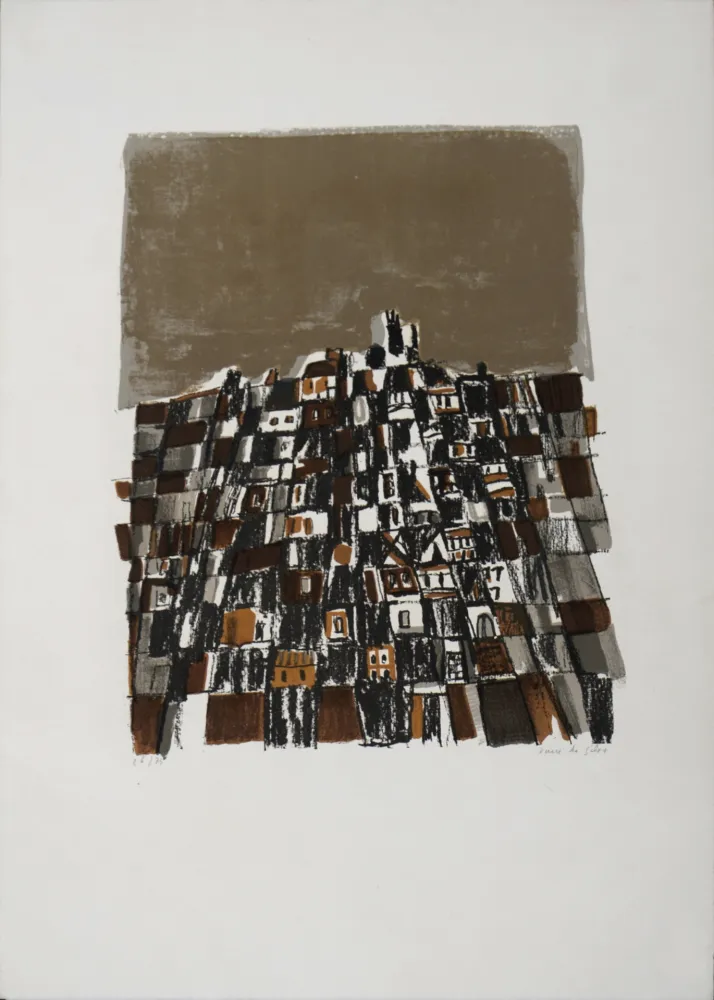 リトグラフ Vieira Da Silva - Ville espagnole, 1966 - Hand-signed!