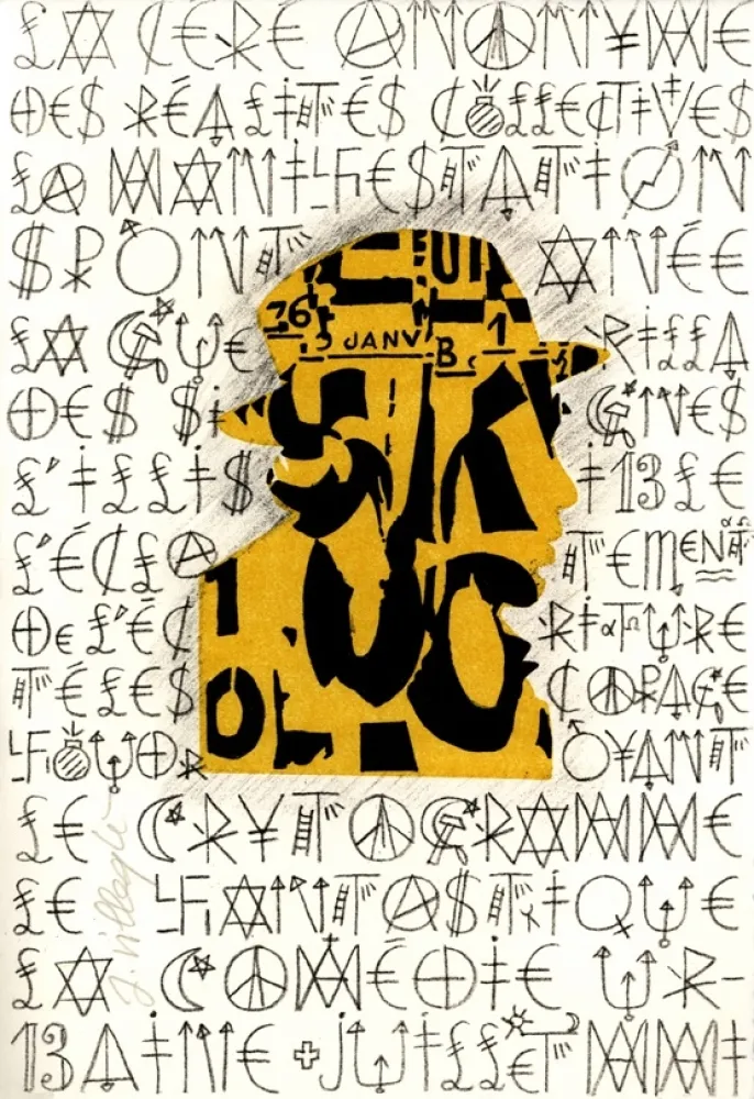 リトグラフ Villeglé - Autoportrait 