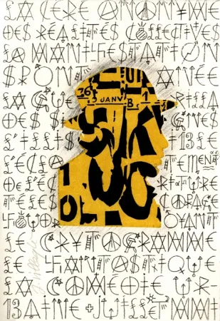 リトグラフ Villeglé - Autoportrait 