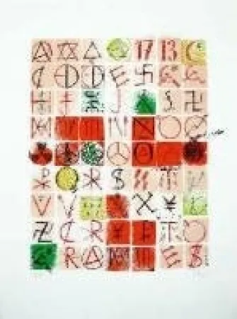 シルクスクリーン Villeglé - Cryptogramme