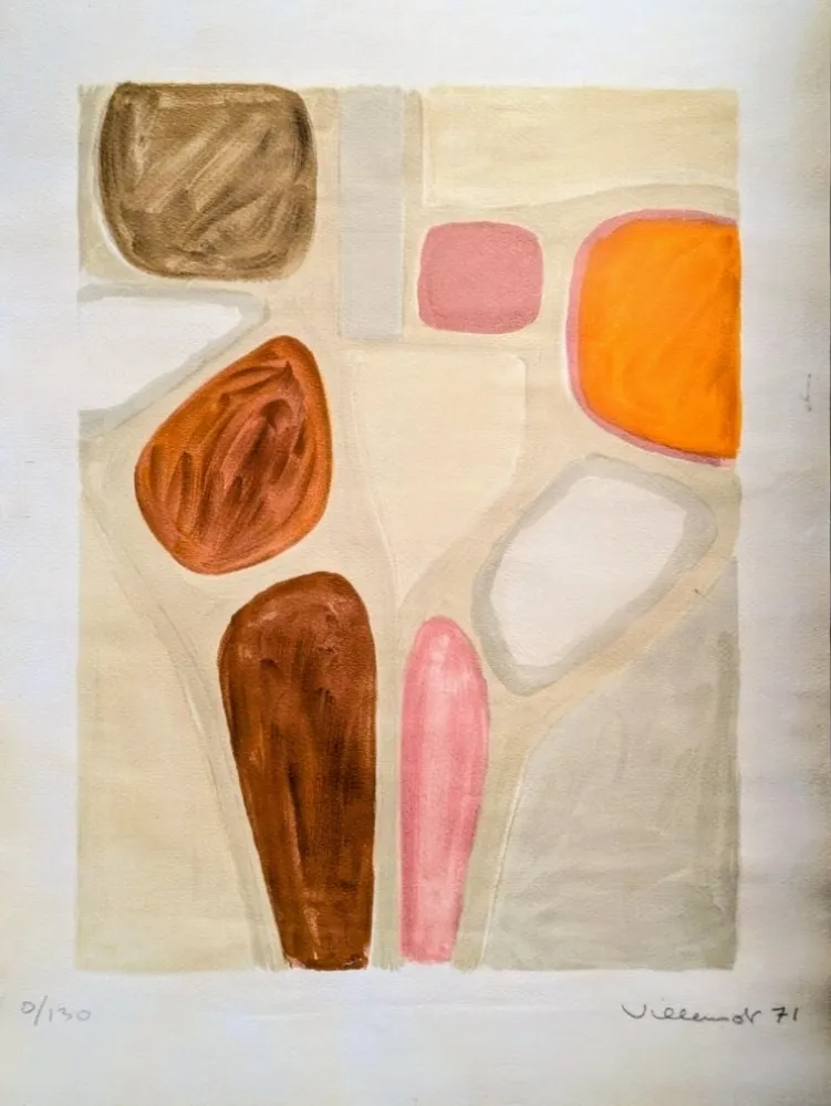 リトグラフ Villemot - Bernard Villemot - Abstract Shoes - Rare Hand-Signed Original Lithograph, 1971