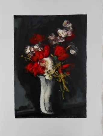 木版 Vlaminck - Bouquet rouge et blanc