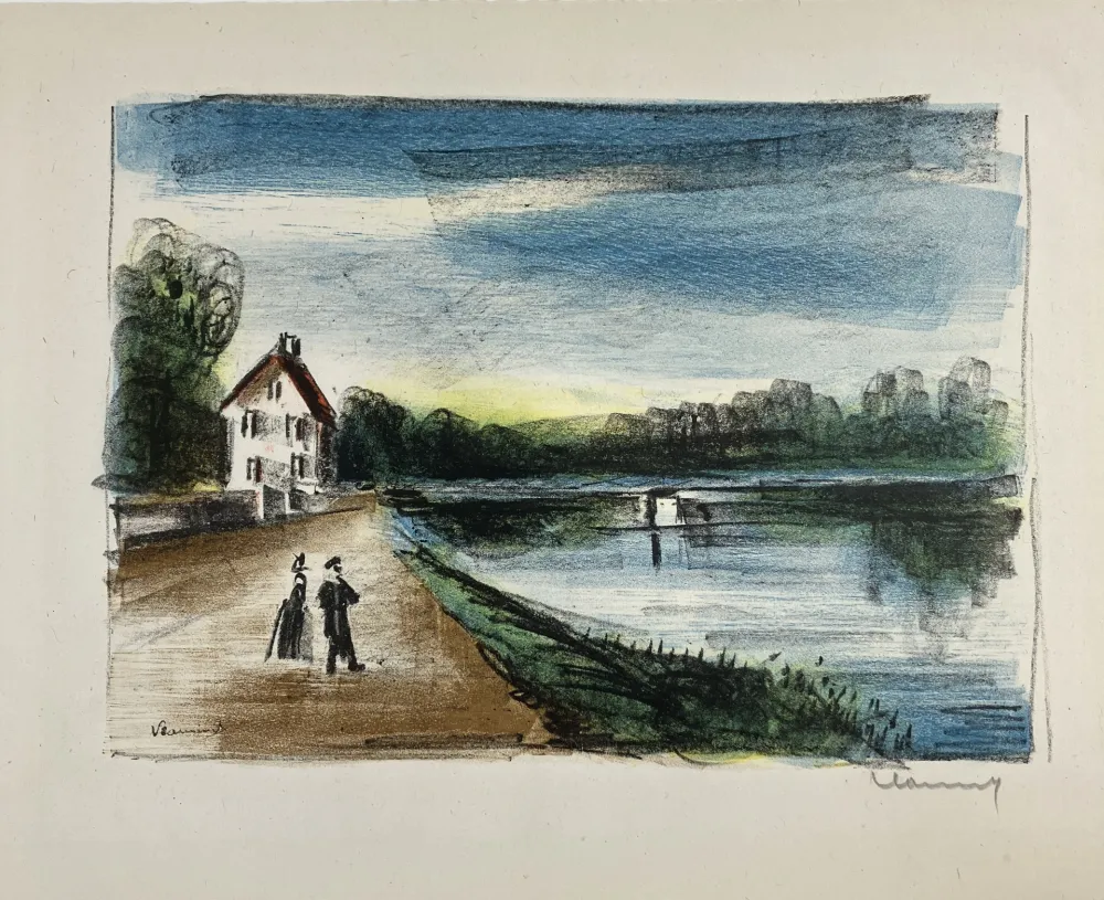 リトグラフ Vlaminck - Le Pont De L'oise à Mery, 1926